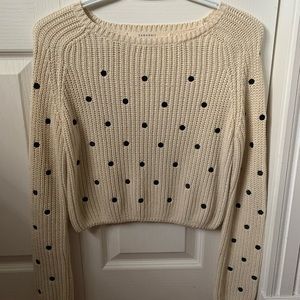 Cream polka dot crop sweater
